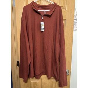 Van Heusen Mens Big & Tall 4XLT Never Tuck Pullover 1/4 Zip Auburn NWT
